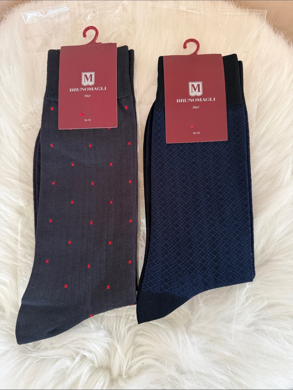 Bruno Magli 2 Pairs Navy & Charcoal Dress Sock Duo with Red Accents
